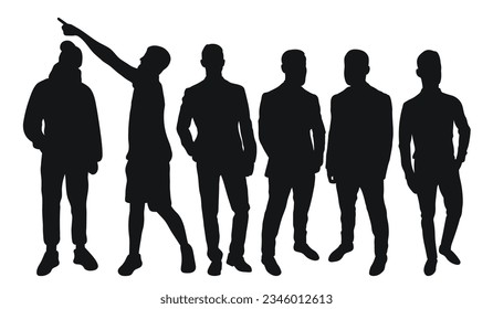 Image male silhouettes. People, human, person, man, men, guy, lad, fella, stripling, boy. Businessmen, workers, friends, students, demonstrators