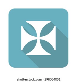 Image of maltese cross in blue square, isolated on white