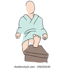 An image of a man about to receive a pedicure.