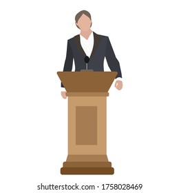 Image of a man behind the podium. Vector image, eps 10