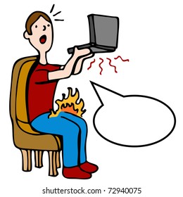 An image of a man with burned legs from a hot laptop.