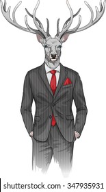 image of man with deer's head dressed in a suit 