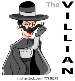 An Image Of A Man Dressed As An Evil Villian Twirling His Moustache.