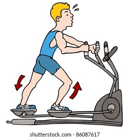 An image of a man exercising on an elliptical machine.