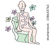 An image of a man having a healthy bowel movement on a toilet.