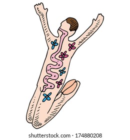 An image of a man jumping with healthy digestion.