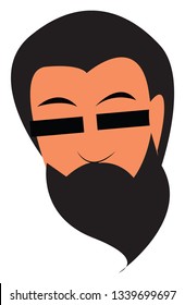 An image of a man with long beard wearing rectangular sunglasses vector color drawing or illustration