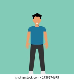 Image of a man. Man in the office. Green background. Vector illustration.