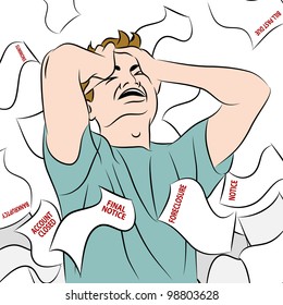 An image of a man overwhelmed by his life.