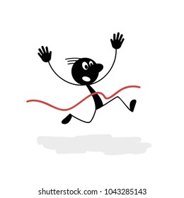 An image of a Man Running Across Finish Line.