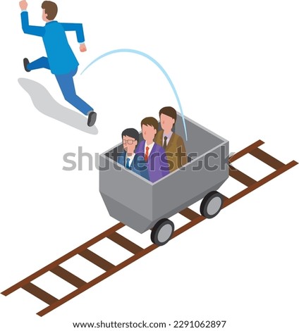 An image of a man running off the rails of society