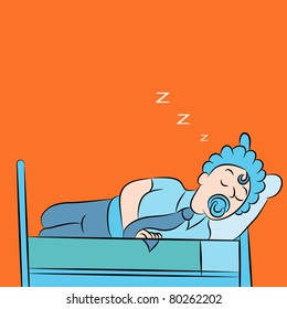 Imagen de un hombre durmiendo como un bebé.