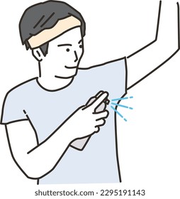 Image of a man spraying antiperspirant on his armpit