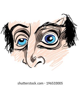 An image of a man with strange eyes.