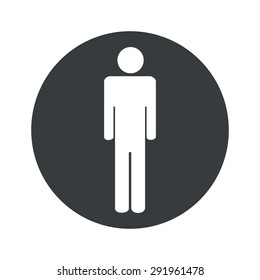 Image of man symbol in black circle, isolated on white