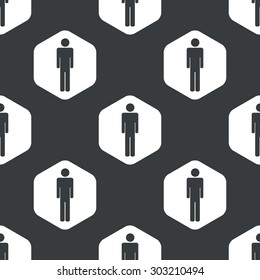 Image of man symbol in hexagon, repeated on black