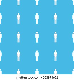 Image of man symbol, repeated in straight lines on blue background