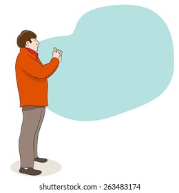 An image of a man taking a picture with his camera.