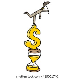 An image of a man trying to balance time and money.