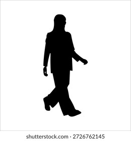 La Imagen es un hombre que camina en un traje Es un profesional para el Uso comercial para el Uso comercial de oficina chica cuerpo completo foto de Vector en blanco y negro eps ai ilustra la silueta de Diseño gráfico de fondo de Plantilla 