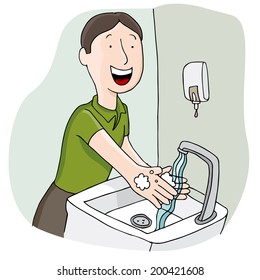 An image of a man washing his hands.