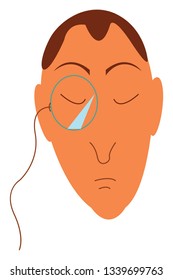 Una imagen de un hombre con un monóculo en su dibujo o ilustración de color del vector del ojo derecho