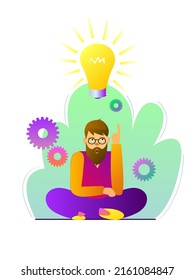 An image of a man who had an idea. A light bulb lit up above his head.