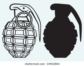 Image of an manual grenade isolated on blue background