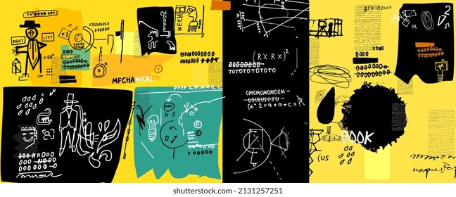 Imagen de muchos caracteres que se colocan al azar 