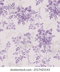 The image is a map with a floral pattern in shades of purple, lilac, and violet.