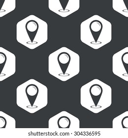 Image of map marker pointing area in hexagon, repeated on black