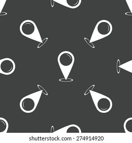 Image of map marker pointing on area, repeated on grey background