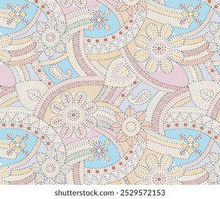 The image is of a map that features a pattern or motif reminiscent of wrapping paper. It incorporates artistic elements such as drawing and symmetry, suggesting it could be used 