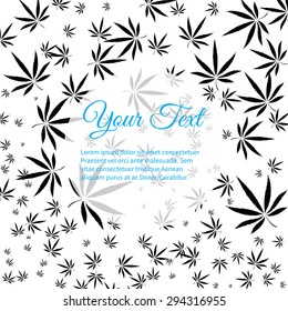 Image of Marijuana leaves in abstract style and barbed wire, frame with place for text