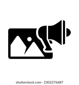 Icono negro plano de marketing de imágenes aislado en la ilustración del vector de fondo blanco | Iconos de Seo
