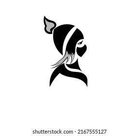 Image of a mascot logo illustration of a person cursing a mask and headgear in black and white