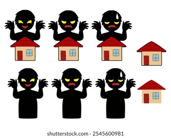 Image material of attacking villains and house robbers