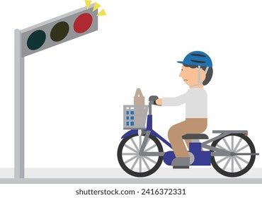 Image material of a bicycle driver ignoring traffic lights