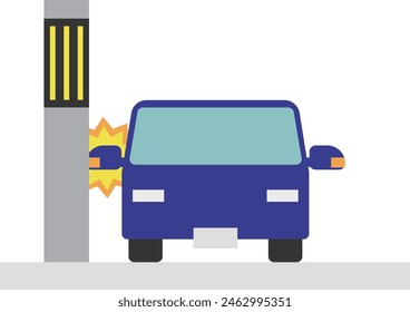 Image material of a car door mirror touching a telephone pole