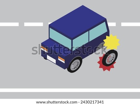 Image material of car tire falling off