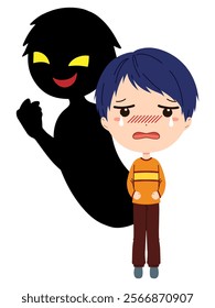 Image material of a child and a black silhouette of a suspicious person