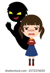 Image material of a child and a black silhouette of a suspicious person