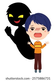 Image material of a child and a black silhouette of a suspicious person