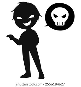 Image material of a dangerous conversation between a villain and a skull mark