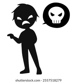 Image material of a dangerous conversation between a villain and a skull mark