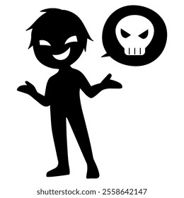 Image material of a dangerous conversation between a villain and a skull mark