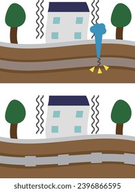 Image material of earthquake-resistant water pipes and non-earthquake-resistant water pipes