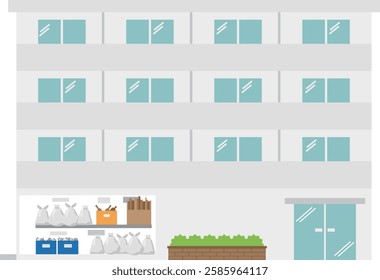 Image material of a garbage dump in an apartment building