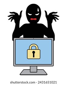 Image material of a hacker and a protected computer