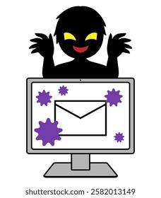 Image material of hacker and virus-infected email